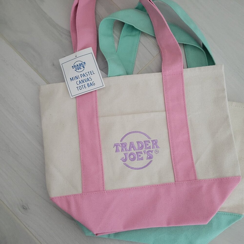 Trader Joes Mini Tote, Cotton, Baby Pastel Pink, NWT, Limited Edition